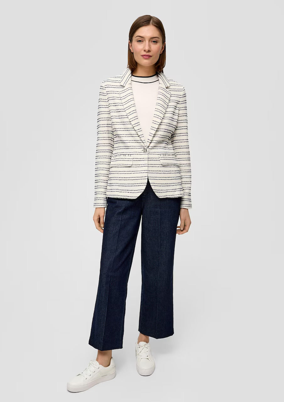 s.Oliver BLACK LABEL csíkos tweed blézer – ekrü
