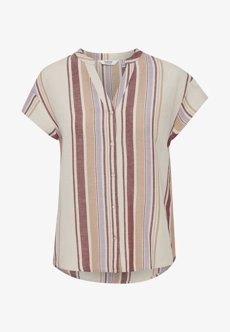 b.young BYHamia csíkos, gombos blúz – Beige Multi