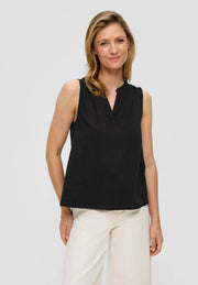 s.Oliver Sleeveless Blouse with V-Neck – Black