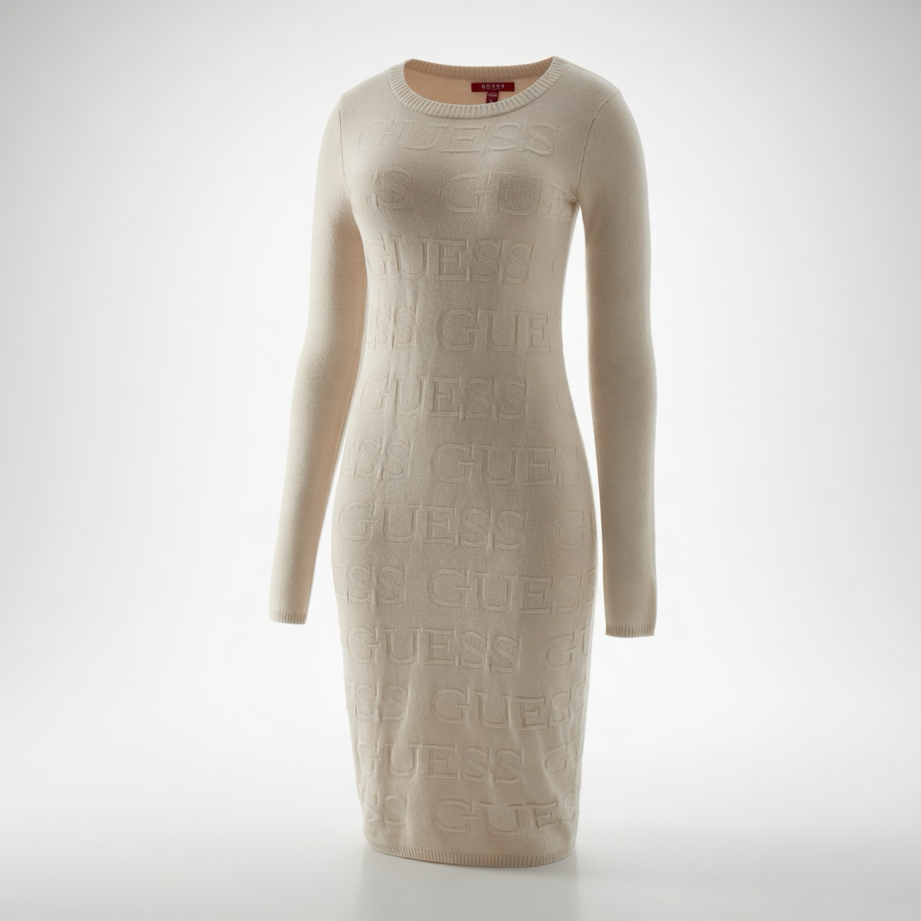 Guess Dendy Logo Jumper Dress – Cream