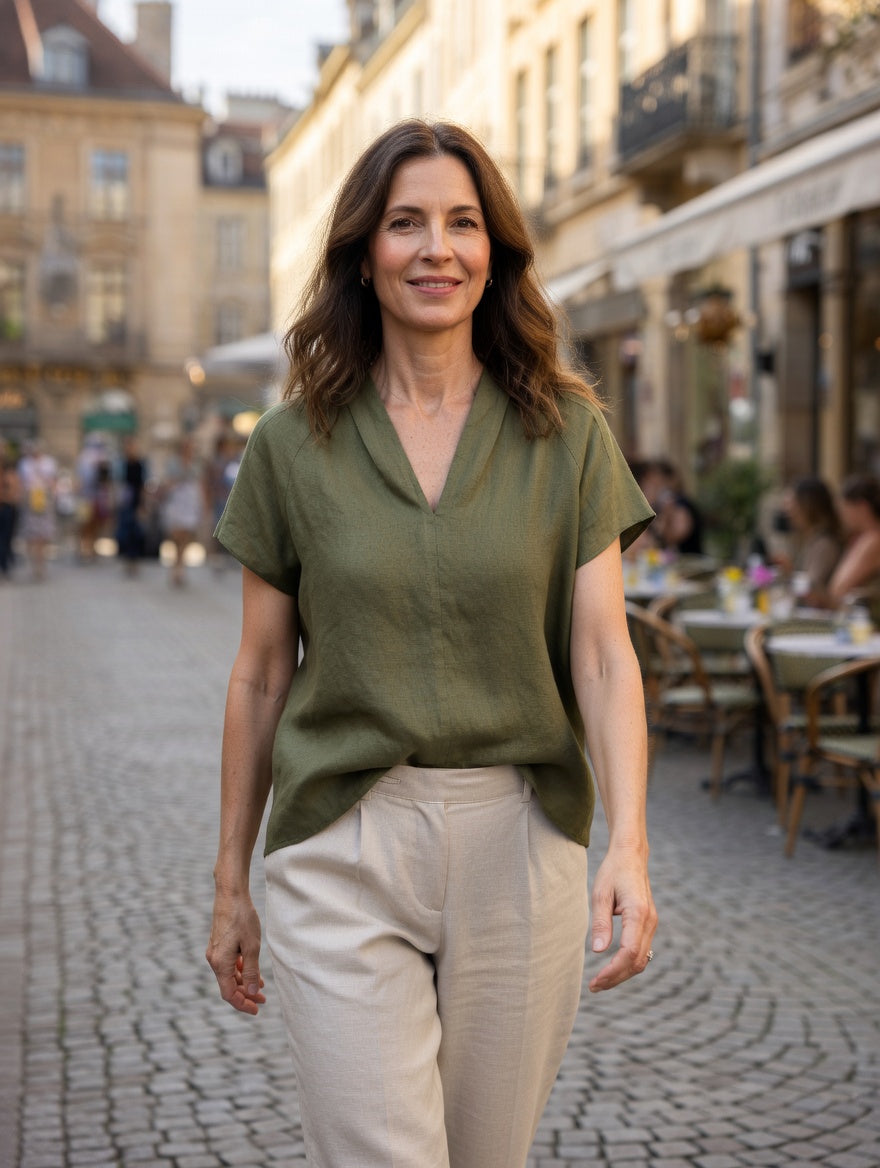 InWear AdellaIW Linen Top – Olive Green