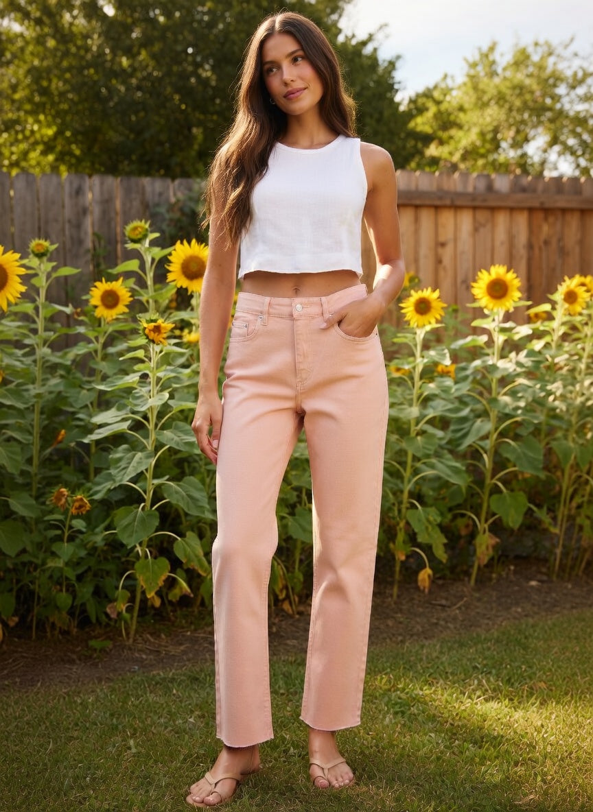 b.young ByKato egyenes szárú farmernadrág – Blush Peach