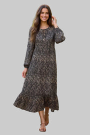 Sorbet Saphia Dotted Print Midi Dress – Black
