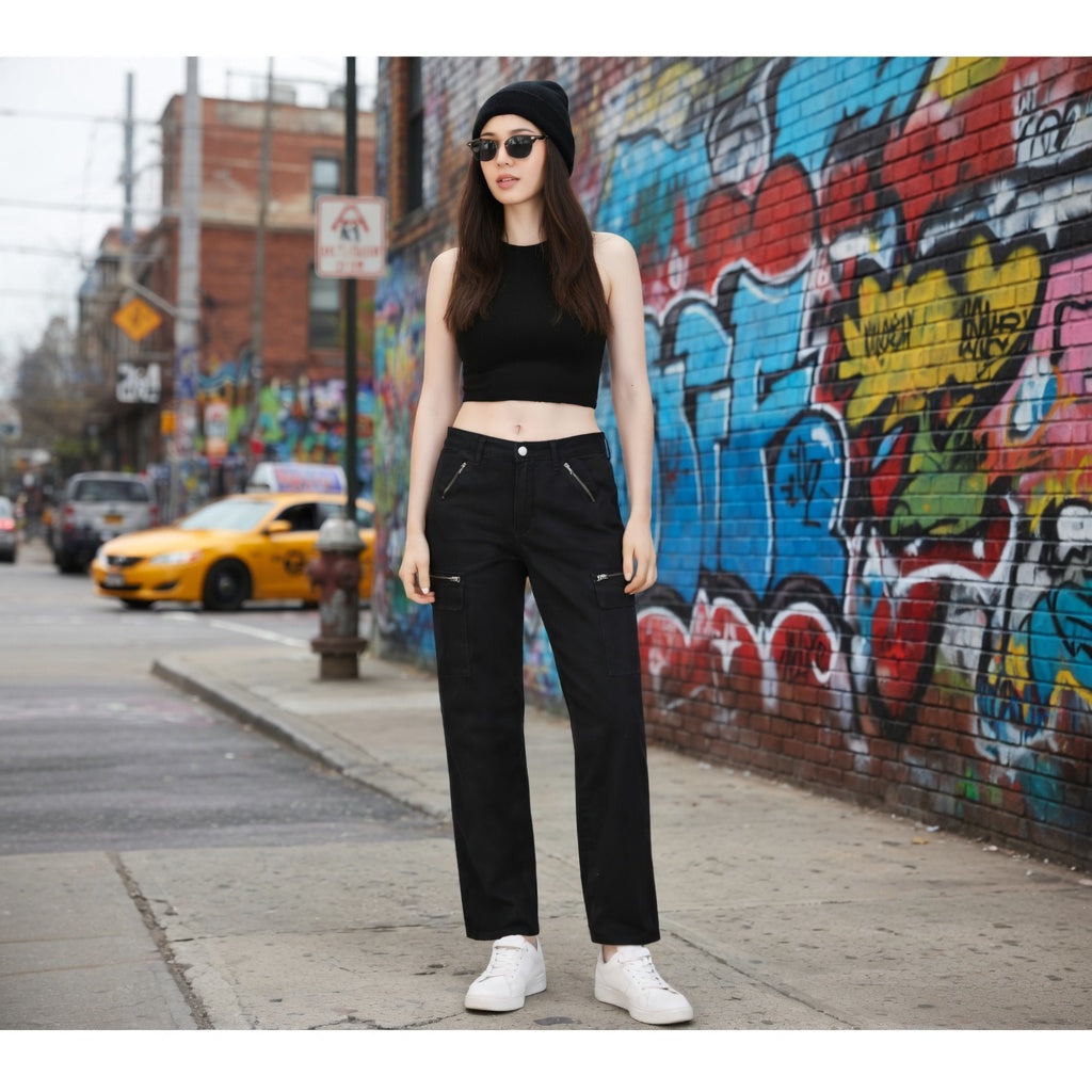 Pulz Jeans Rosita Pocket Trousers – Black
