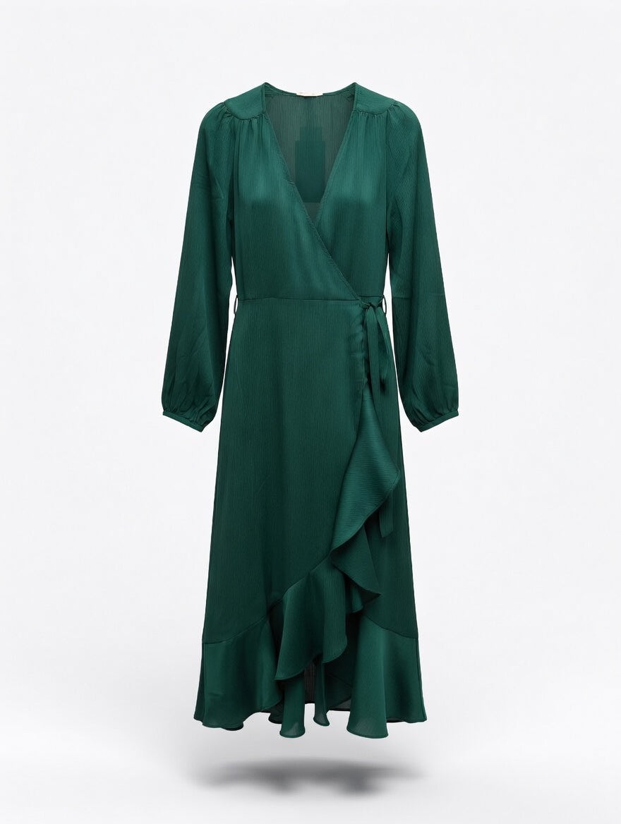 SOAKED in Luxury SLParis Karven Wrap Dress – Emerald Green