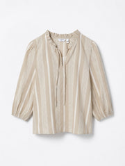 b.young Illiane Striped Blouse – Sand Beige