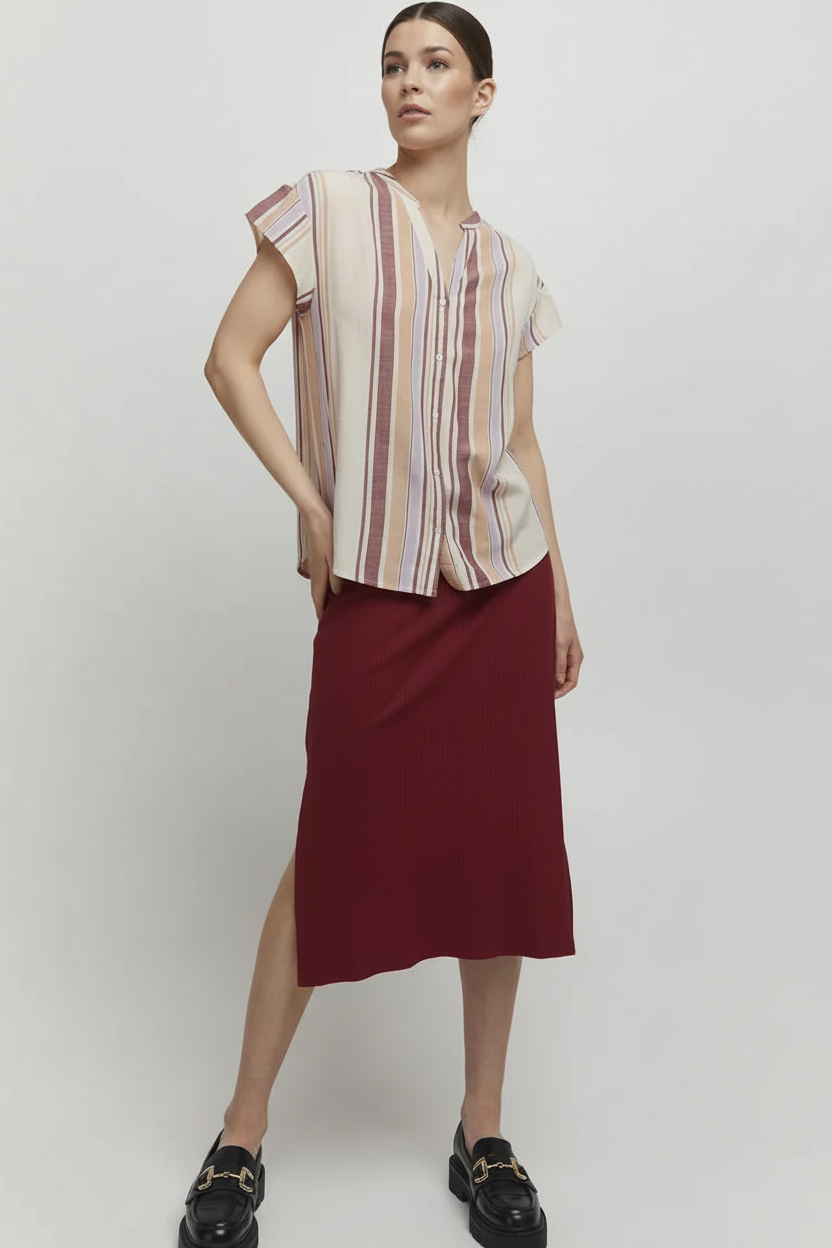 b.young BYHamia csíkos, gombos blúz – Beige Multi