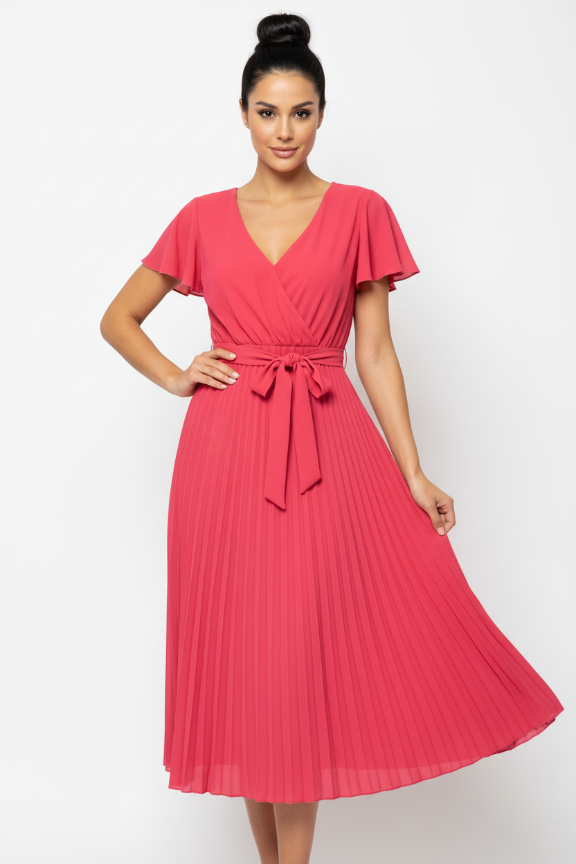 Motivi Coral Pink Dress with Belt – Midi