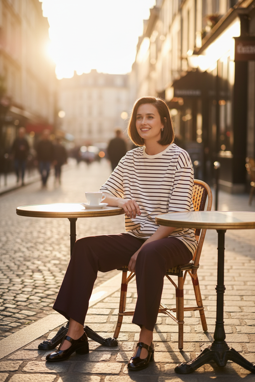 Kaffe Kawinny csíkos póló – modellen