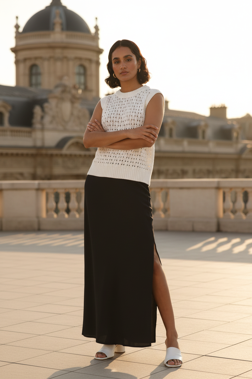 Kaffe Kasilja Black Maxi Skirt – Side Slit | Women's Designer Outlet