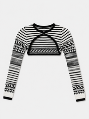 Marciano by Guess Arianna Jacquard Crop Top – Black and White