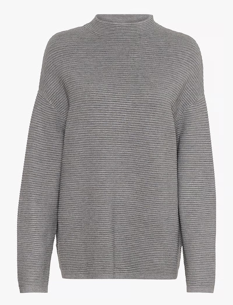 InWear TiaIW Boxy Jumper – Grey Ribbed Knit Jumper