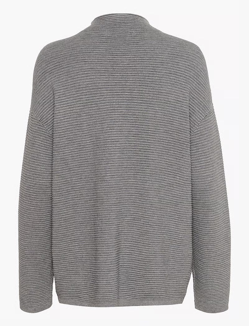 InWear TiaIW Boxy Jumper – Grey Ribbed Knit Jumper