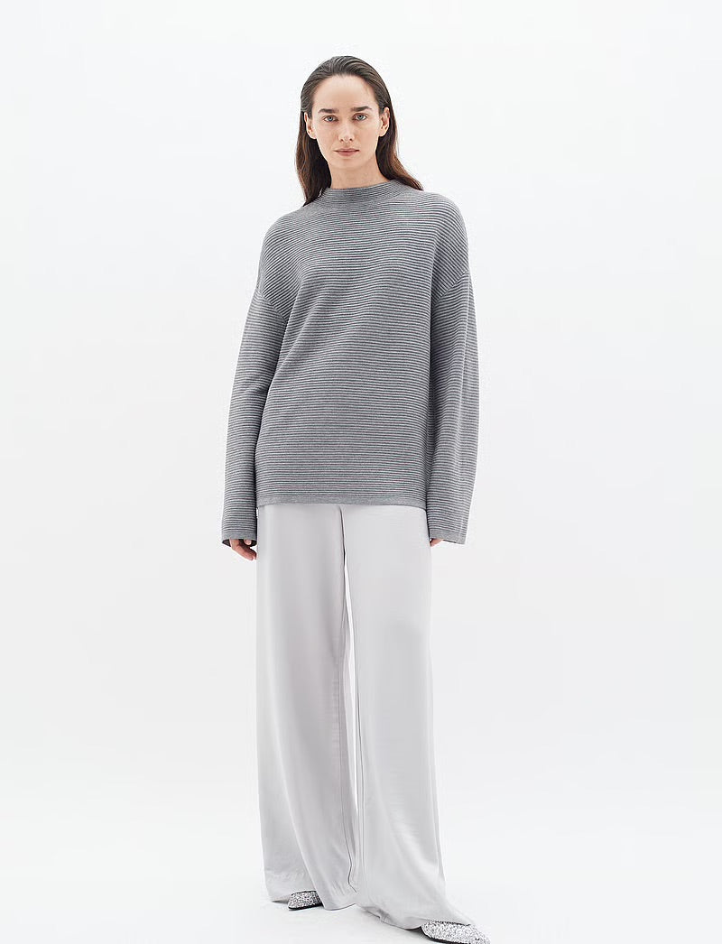 InWear TiaIW Boxy Jumper – Grey Ribbed Knit Jumper