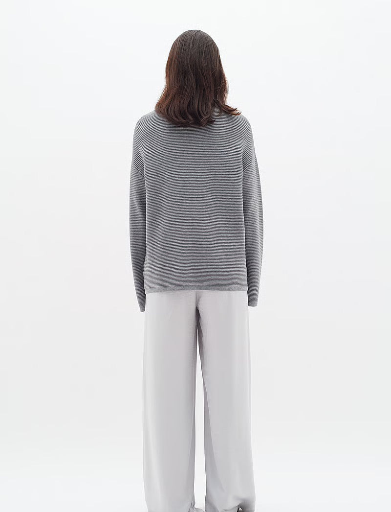 InWear TiaIW Boxy Jumper – Grey Ribbed Knit Jumper