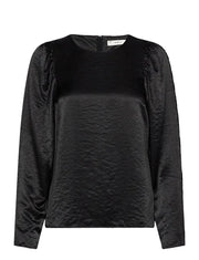 InWear DidraIW Blouse – Black Jacquard Puff Sleeve Blouse
