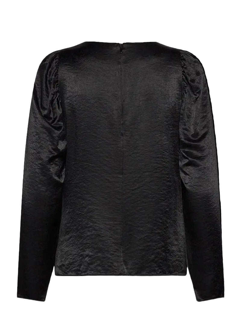 InWear DidraIW Blouse – Black Jacquard Puff Sleeve Blouse