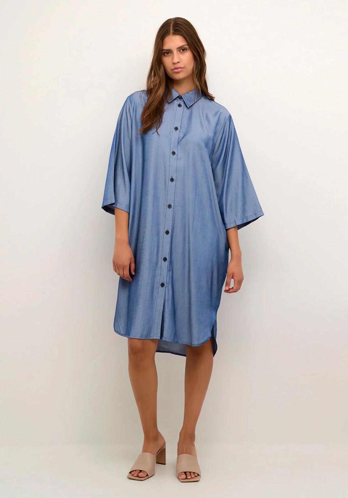 Kaffe Leonora Oversized Shirt Dress – Chambray Blue