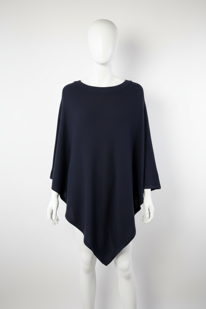 s.Oliver Cotton Blend Knitted Poncho – Navy Blue