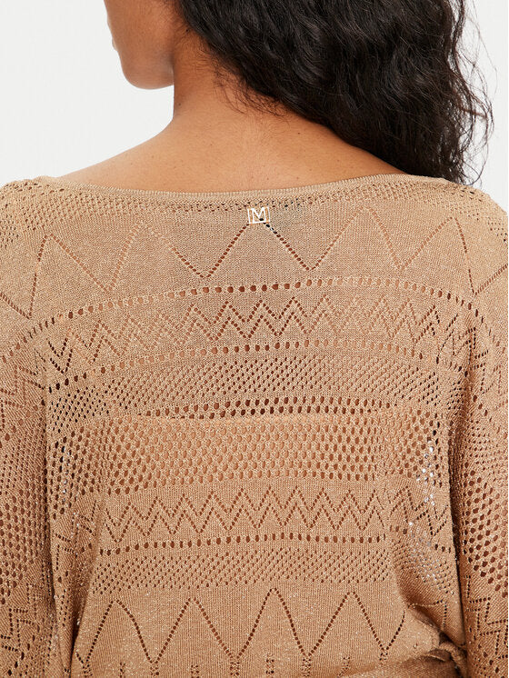 Marciano by Guess Hydra Ruha sweater in beige, featuring elegant pattern and back logo, perfect for women's fashion.