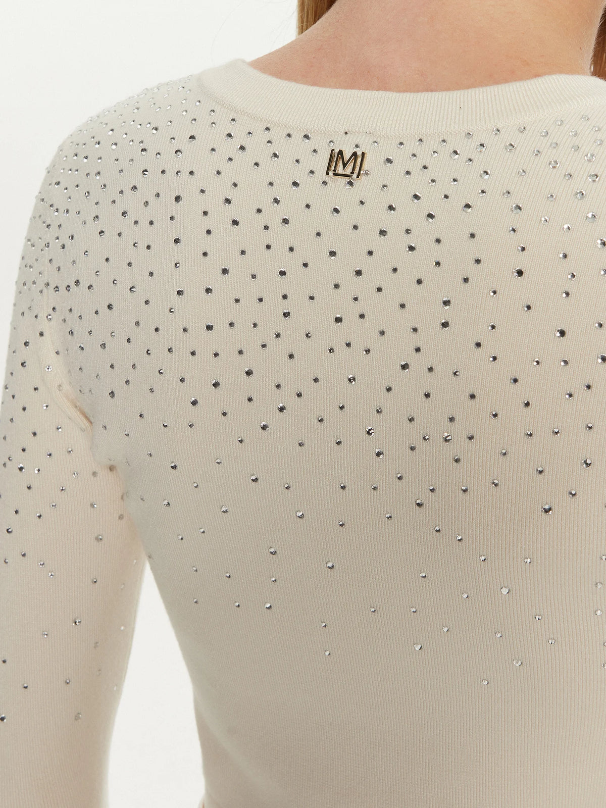 Marciano Guess Sweater JEN - Ekru Regular Fit featuring luxurious embellishments on the back, perfect for women's fashion.