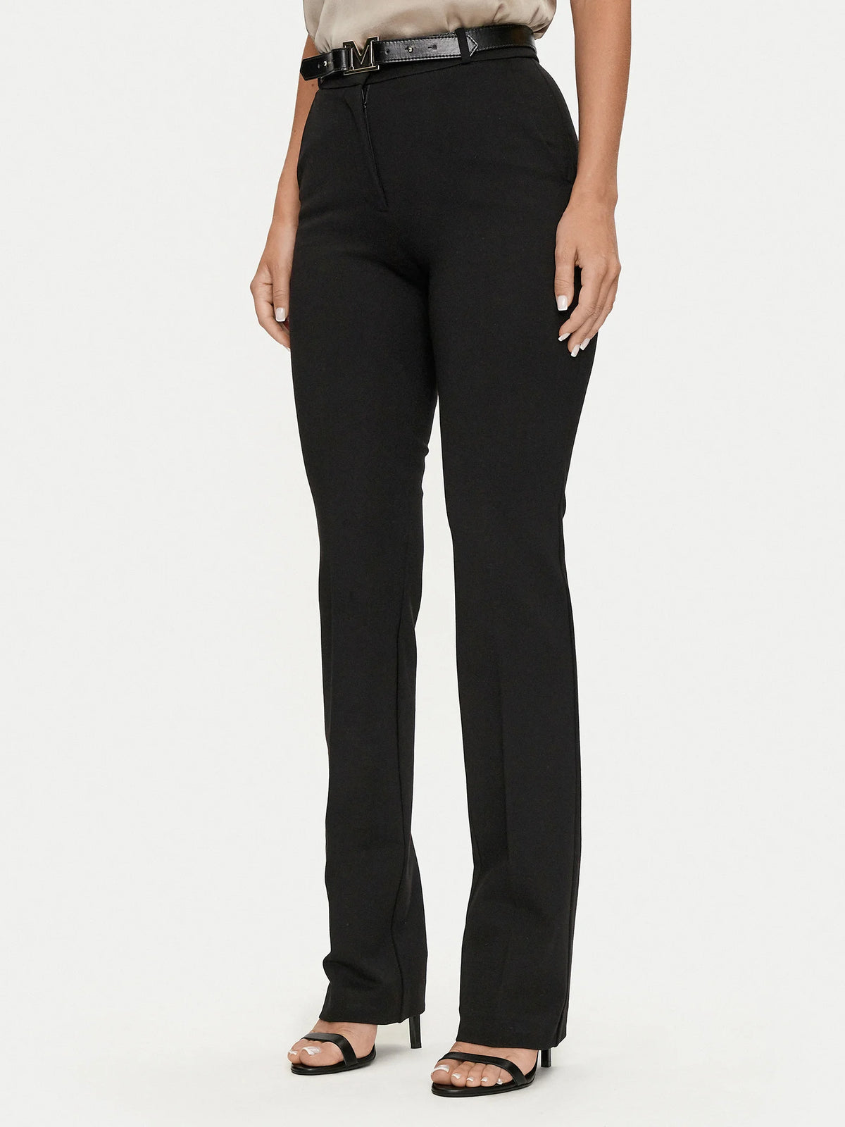 Marciano Guess Fabric Pants Black Regular Fit for women's fashion, elegant black fabric pants perfect for dressy occasions.