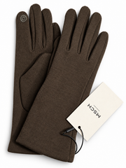 MSCH Copenhagen Riin gloves in Army on a white background, with the brand tag, slim cuffs and circular fingertip detail visible.