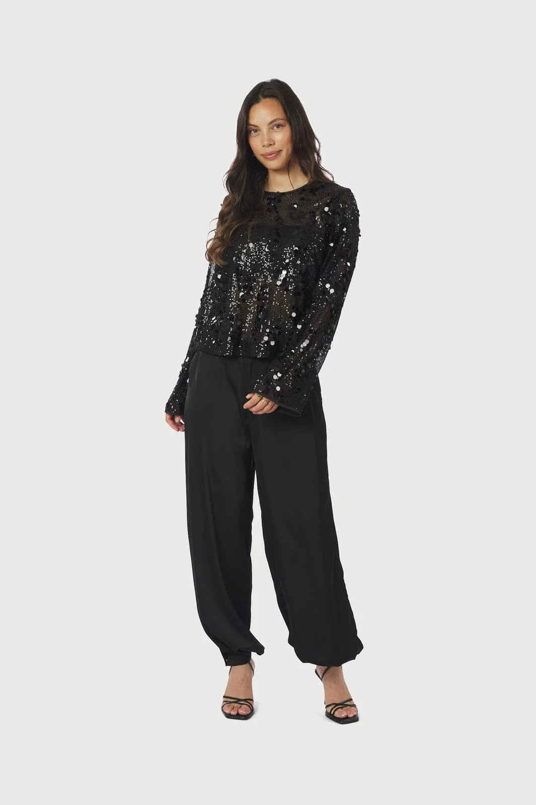 Neo Noir Blake Sequin Blouse – Black