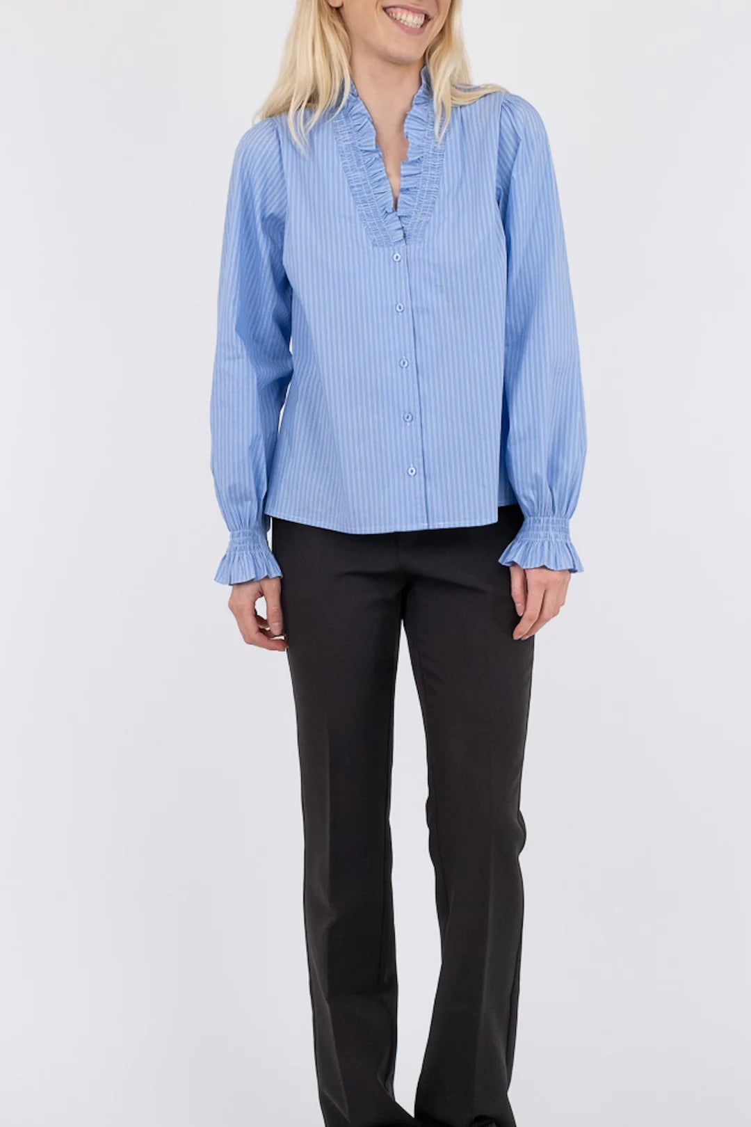 Neo Noir Brielle Stripe Shirt – Light Blue
