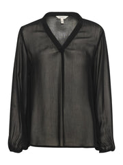 Part Two DittePW Blouse – Black Sheer V-Neck Blouse