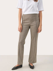 Part Two Pontas Check Trousers – Brown Gingham Tailored Trousers