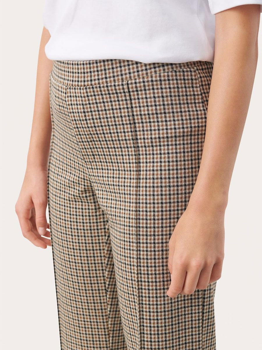 Part Two Pontas Check Trousers – Brown Gingham Tailored Trousers