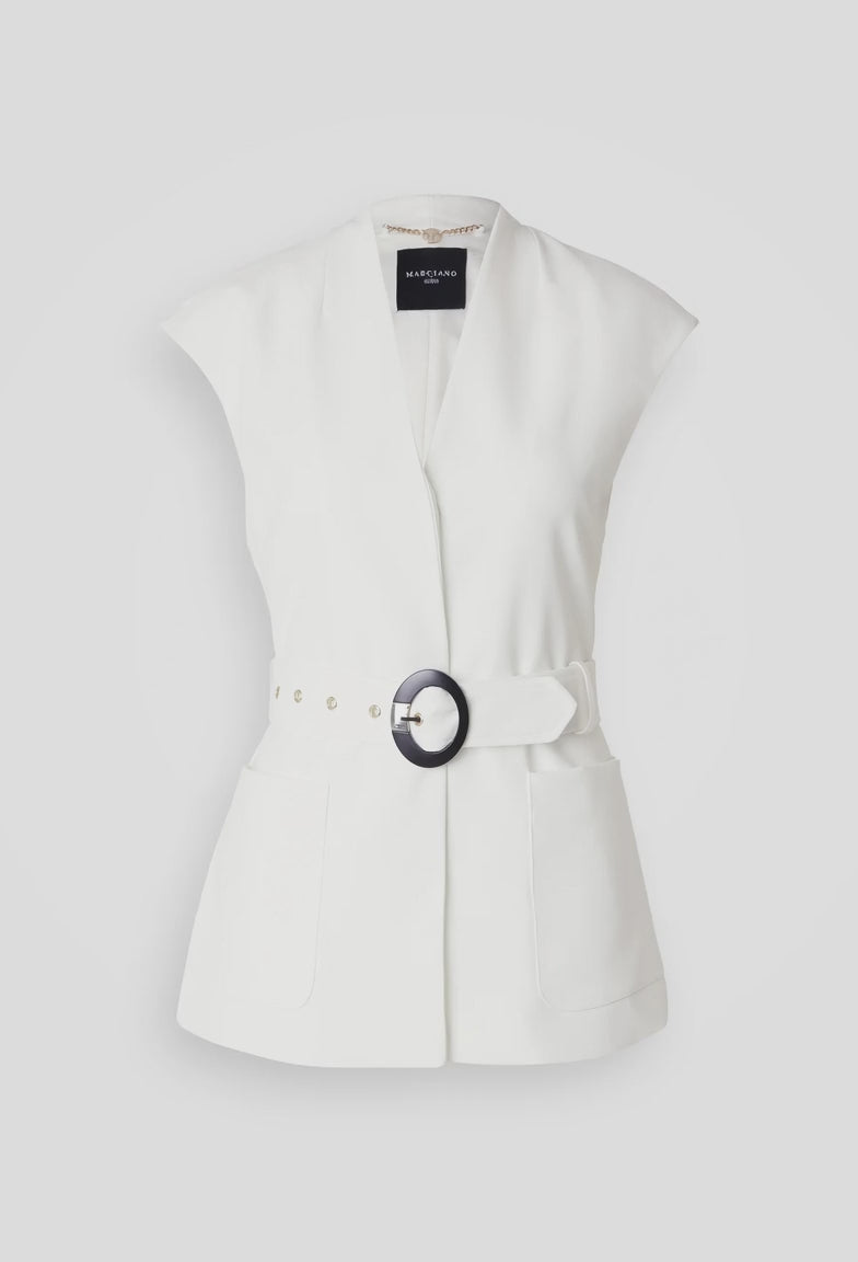 Load video: Marciano by Guess Lily Vest - White, stylish women's fashion top, ideal for elegant occasions and designer clothing.