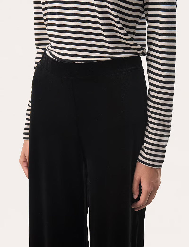 Part Two DorellasPW Trousers – Black Velvet Straight Leg Trousers
