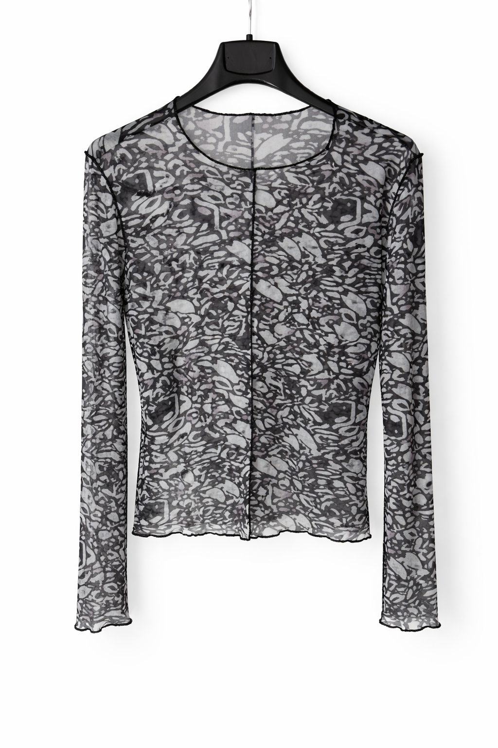 s.Oliver Abstract Print Mesh Long-Sleeve Top – Black