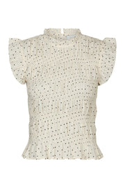 Neo Noir Tarsi Dot Smocked Top – Cream