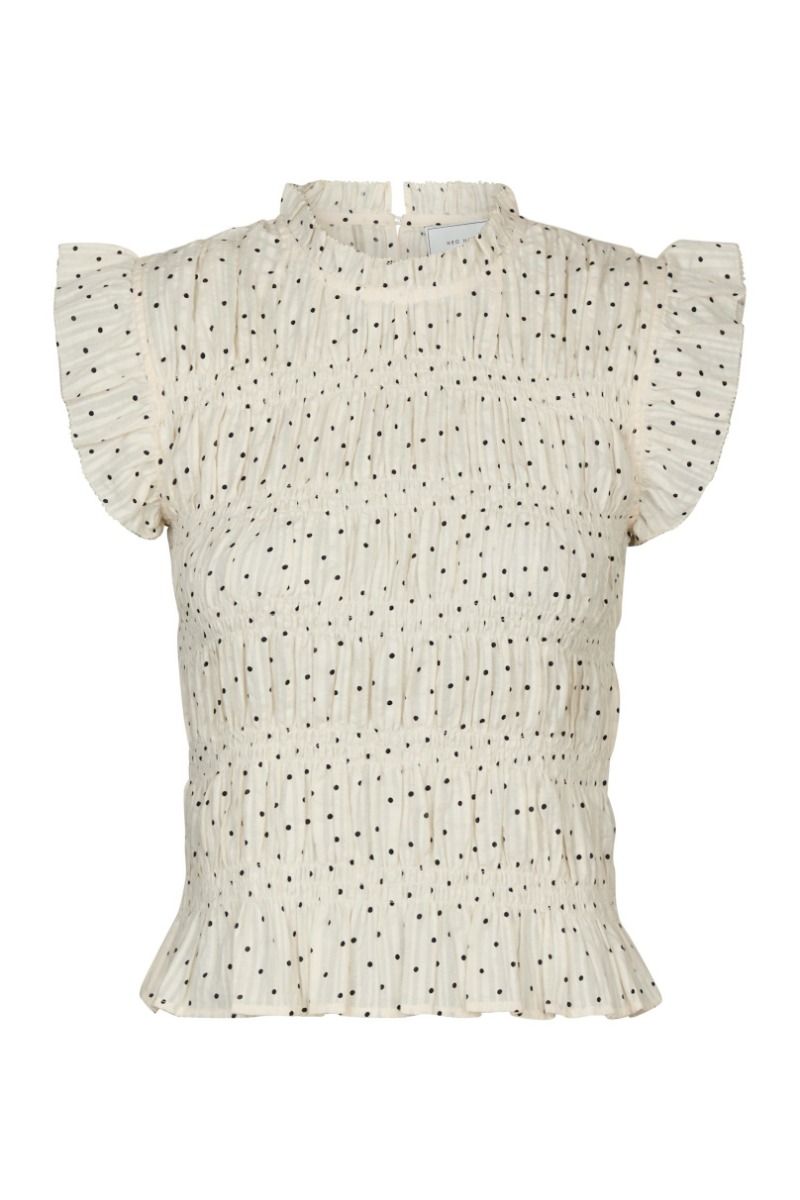 Neo Noir Tarsi Dot Smocked Top – Cream