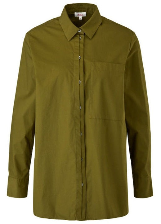 s.Oliver RED LABEL bő szabású, hosszú ujjú ing – khaki