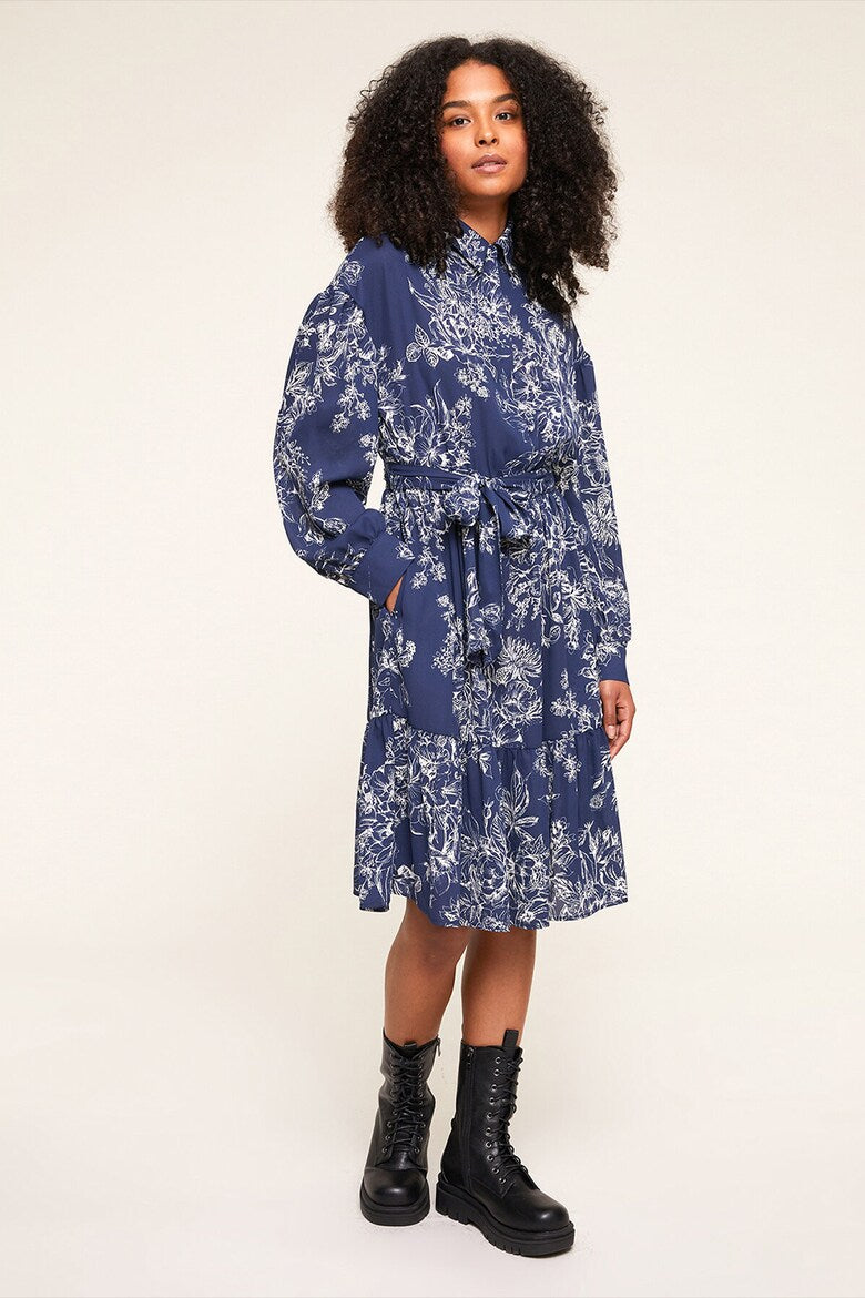Motivi Floral Shirt Dress – Dark Blue