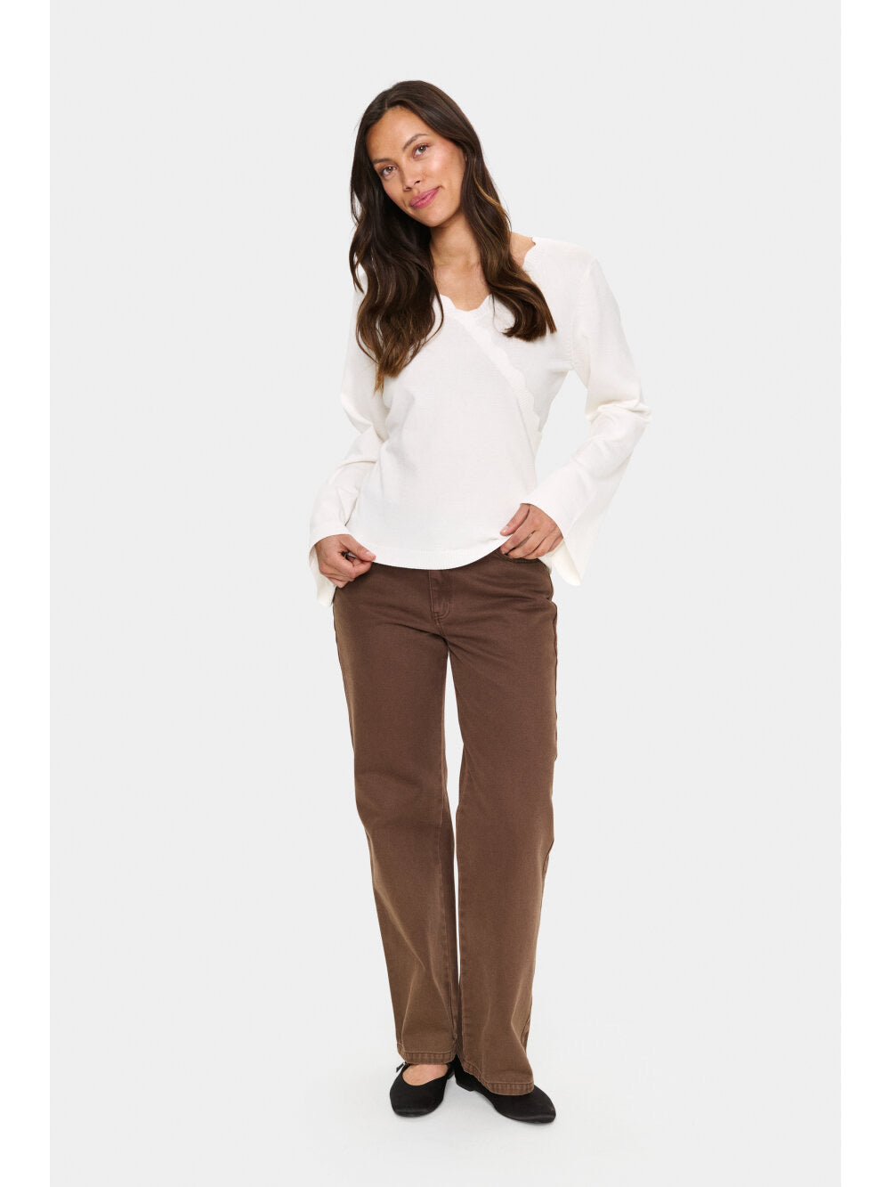 Saint Tropez MADLENASZ V-Neck Jumper – Ice
