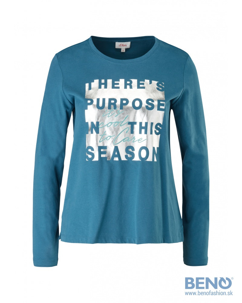 s.Oliver Long-Sleeve Graphic T-Shirt – Teal Blue